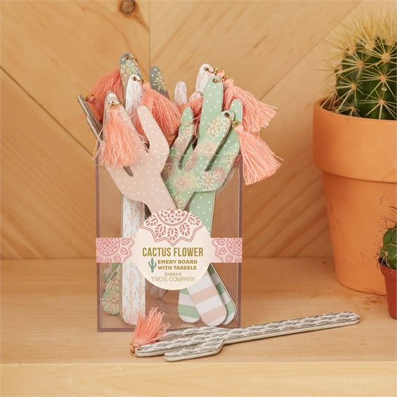 Cactus Flower Emery Board with Tassels, TC-Two's Company, Putti Fine Furnishings