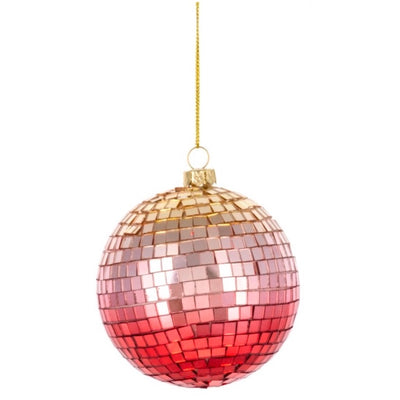 Ombre Mirrored Ball Ornament - Dark Pink