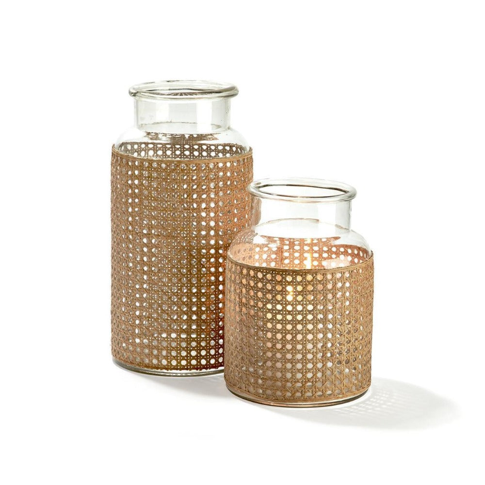 Glass Jar with Cane Webbing