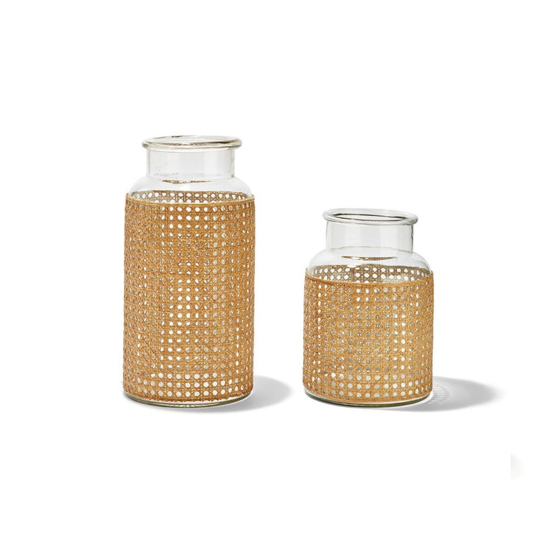 Glass Jar with Cane Webbing