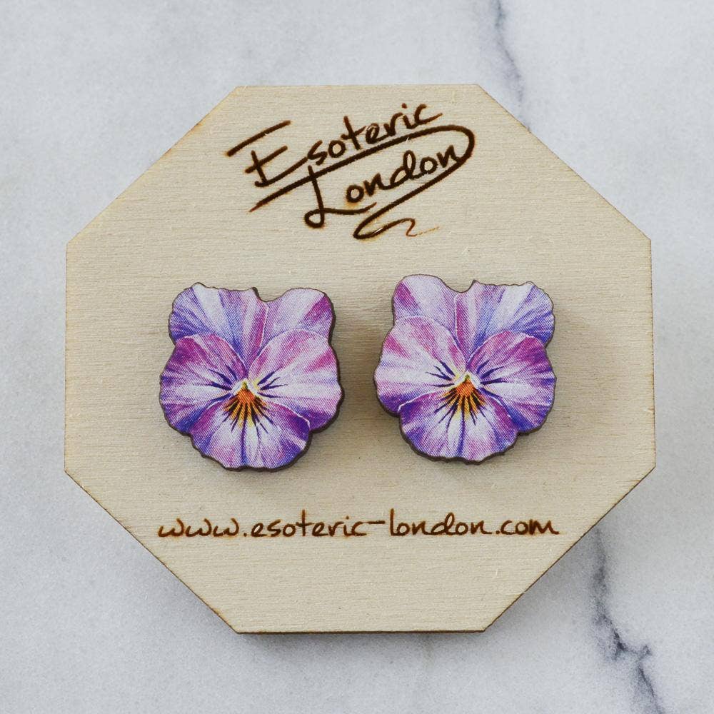 Esoteric London Jewellery - Watercolour Pansy Earrings - Purple