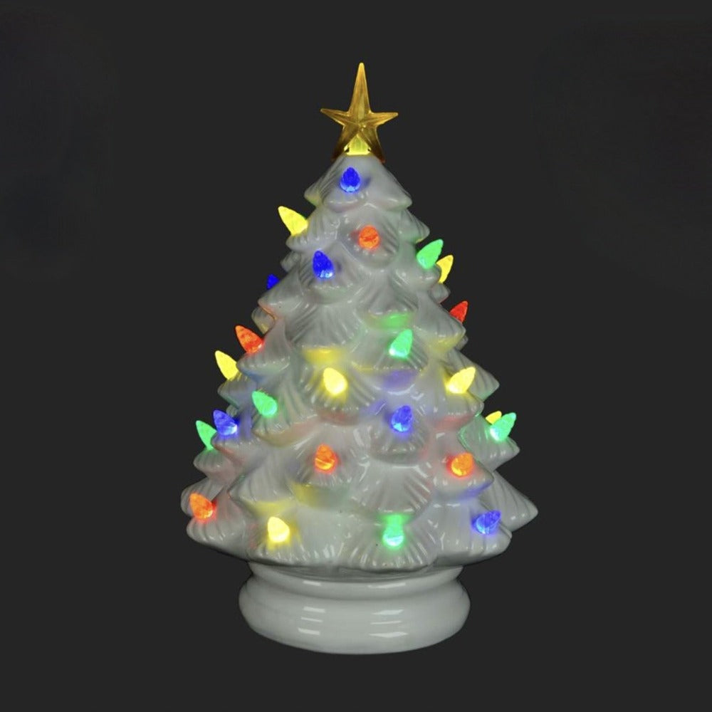 Retro Style Ceramic Christmas Tree with LED Lights