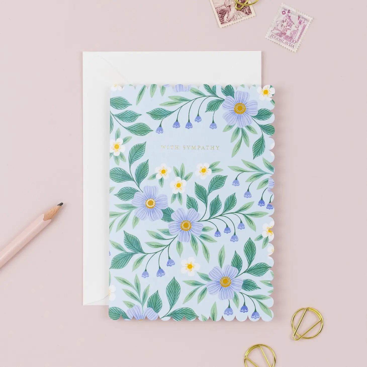 "With Sympathy" Floral Greeting Card