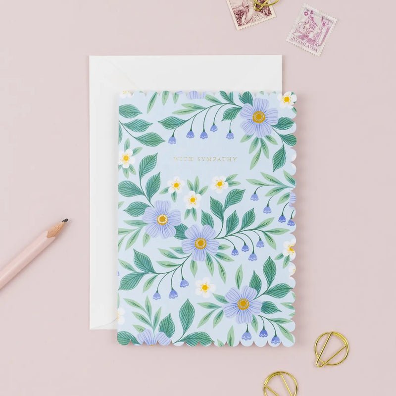"With Sympathy" Floral Greeting Card