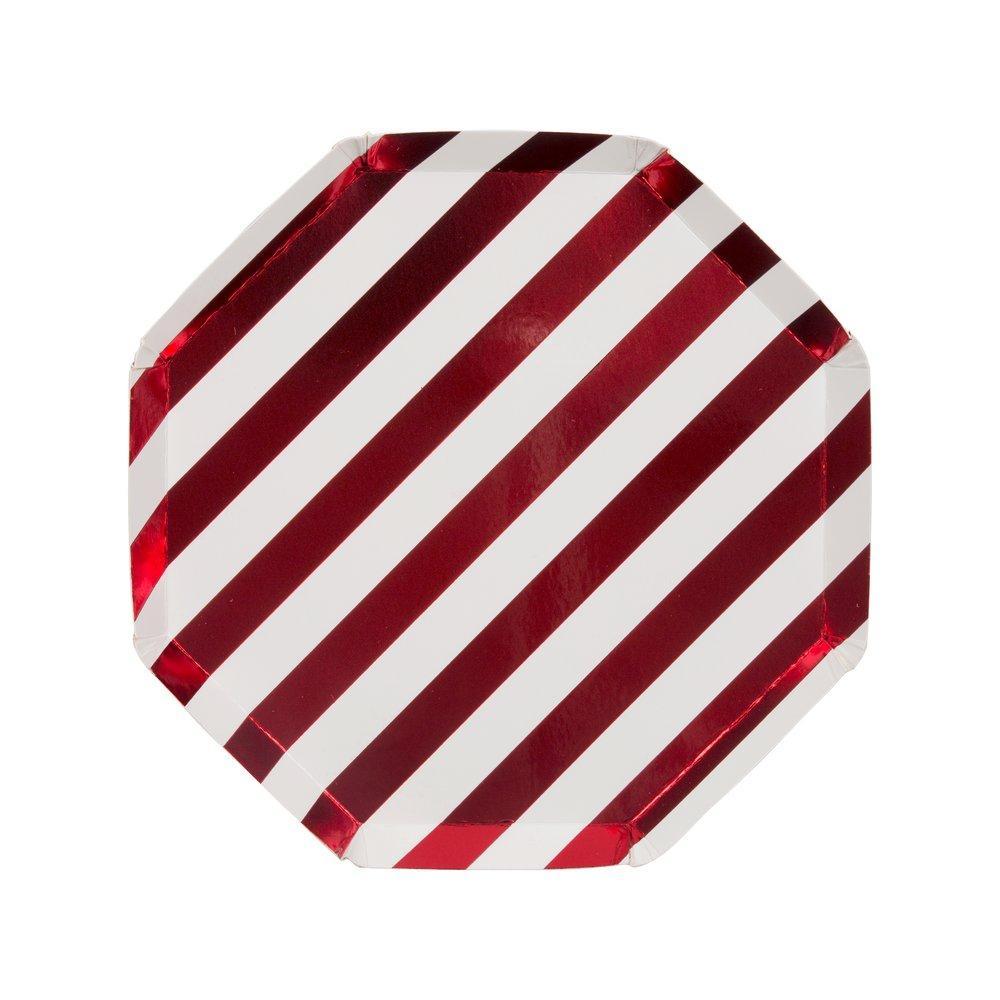 Meri Meri Red Foil Stripe Paper Plate - Small