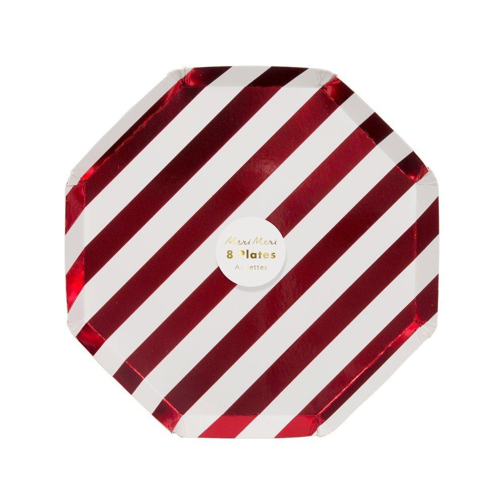 Meri Meri Red Foil Stripe Paper Plate - Small