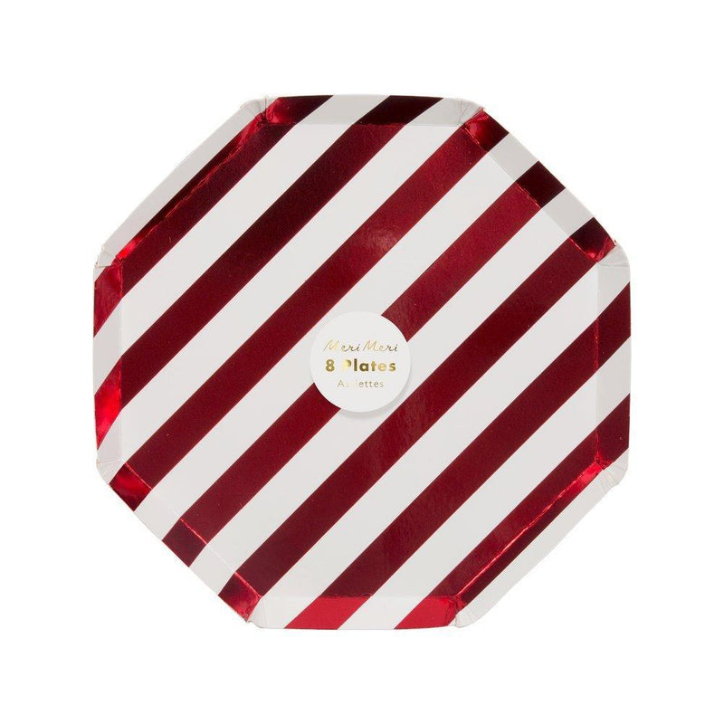 Meri Meri Red Foil Stripe Paper Plate - Small