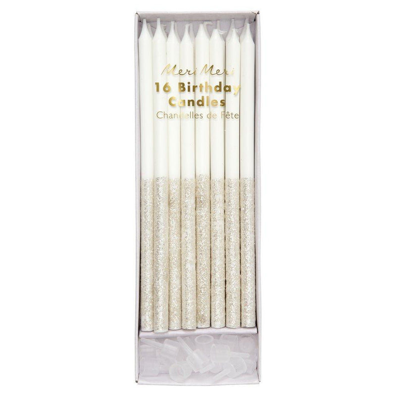 Meri Meri Silver Glitter Dipped Candles | Putti Party Supplies