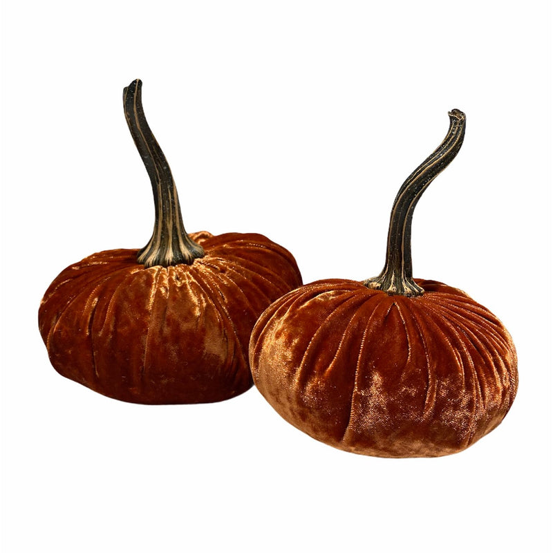 Large Velvet Pumpkin - Luxe Burnt Orange