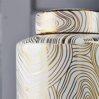 Tozai Golden Concentric Circles Covered Tea Jars