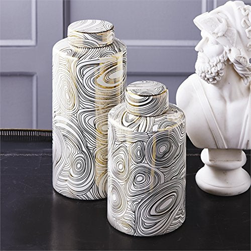 Tozai Golden Concentric Circles Covered Tea Jars