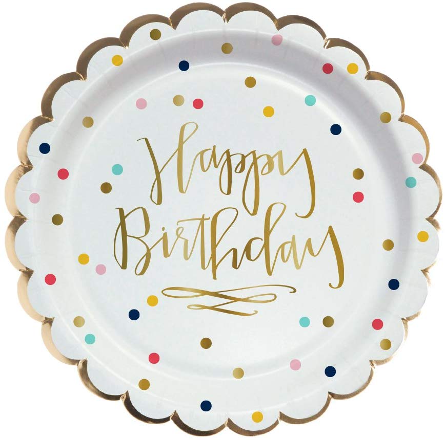 "Happy Birthday" Polka Dot Paper Plate