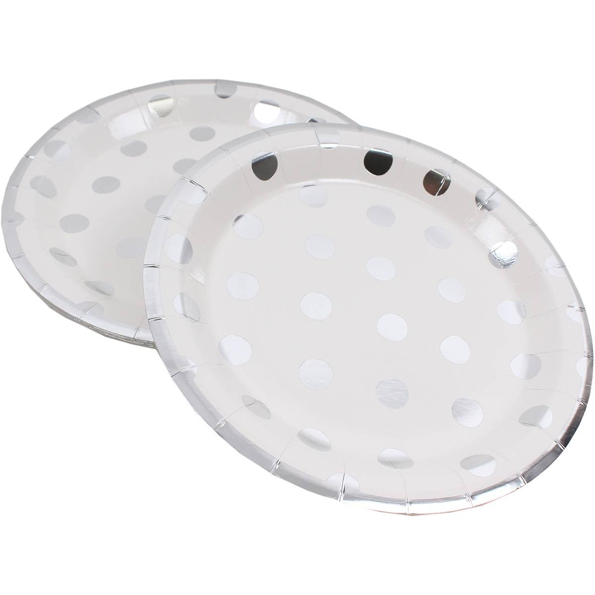 Polka Dot Paper Plates -Silver Foil, GR-Ginger Ray UK, Putti Fine Furnishings