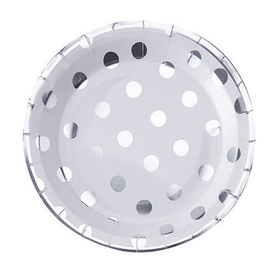 Polka Dot Paper Plates -Silver Foil, GR-Ginger Ray UK, Putti Fine Furnishings