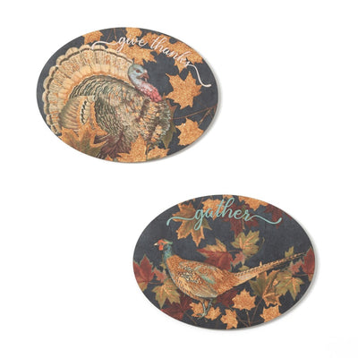 "Give Thanks" Oval Turkey Wall Plaque