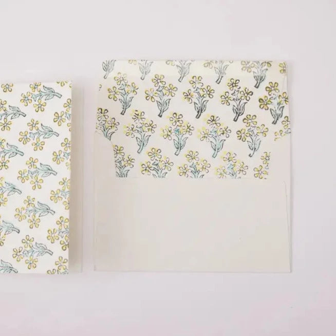 Hand Block Printed Greeting Card - Mughal Garden Blush | Putti Fine Furnishings 