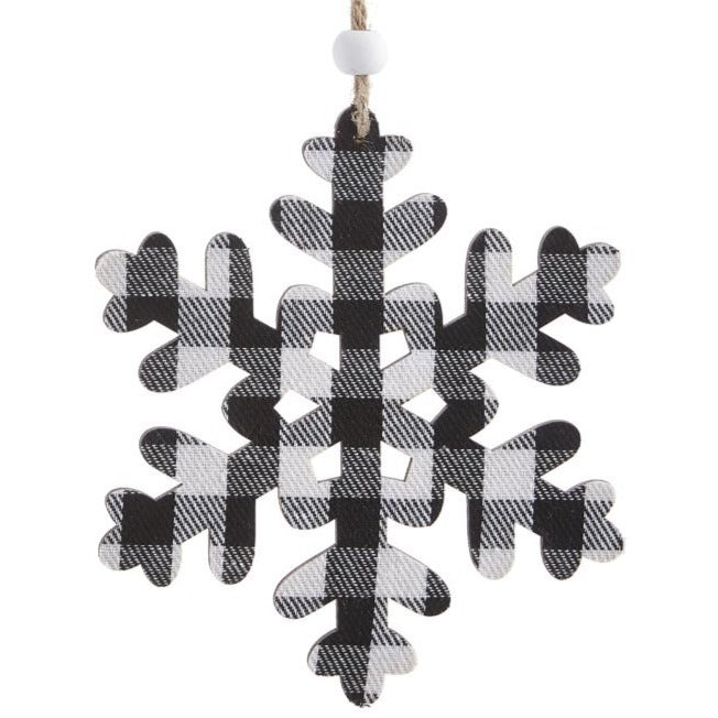 Black and White Buffalo Check Snowflake Ornament | Putti Christmas