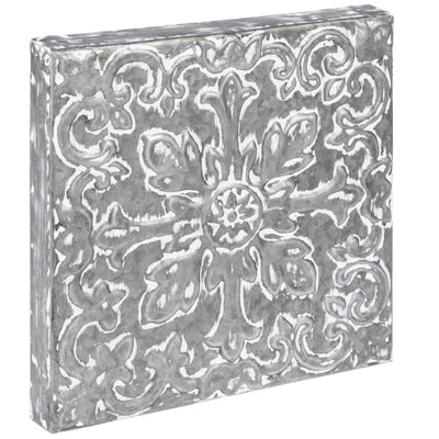 Small Whitewash Embossed Medallion Tile Wall Decor | Putti Fine Furnishings Canada