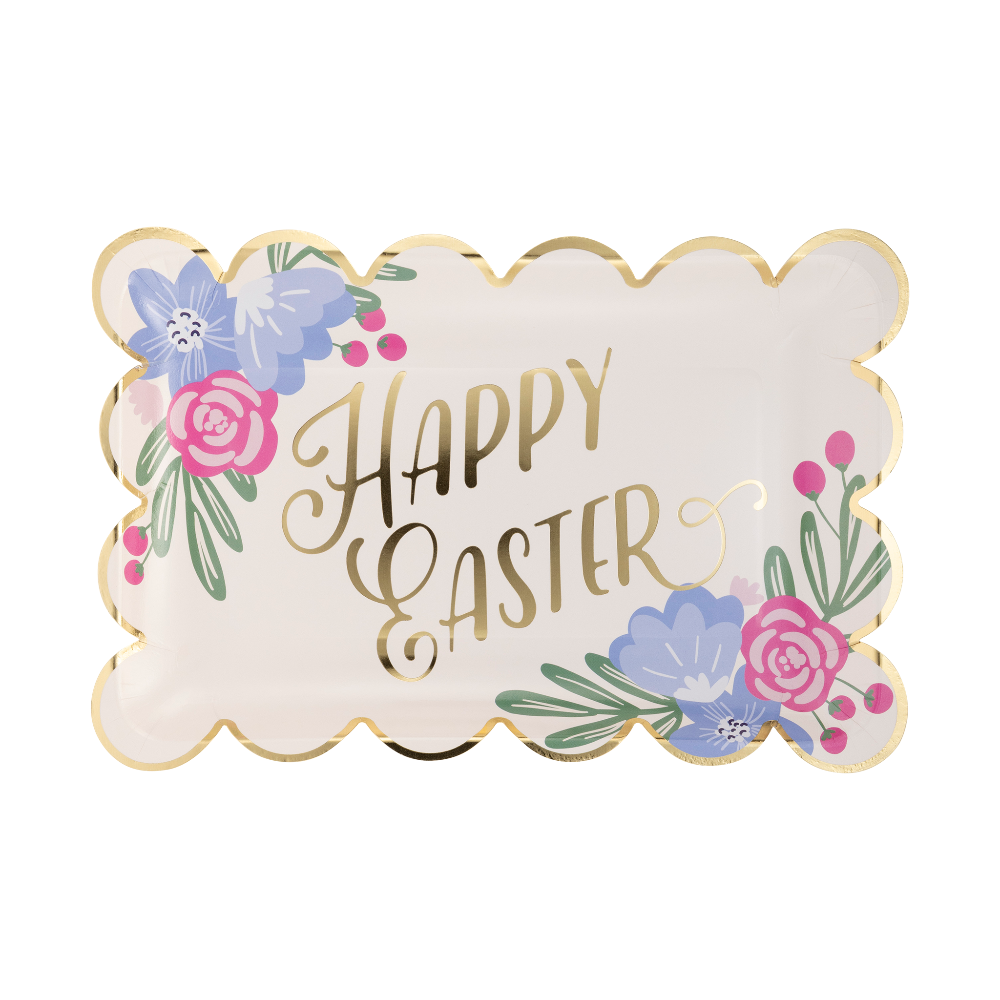 Happy Easter Scallop Rectangular Paper Plates | Putti Easter Celebrations