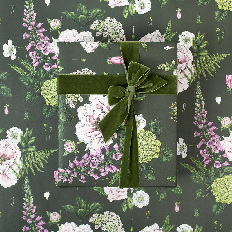 Summer Garden Dark Green Gift Wrap