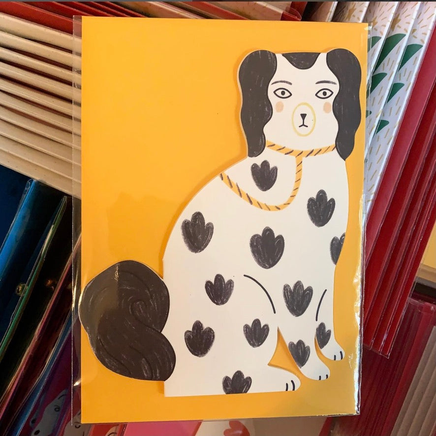 Staffordshire Pottery Dog Card - Black