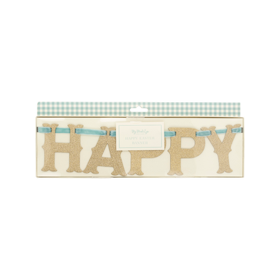 Vintage Happy Easter Glitter Banner