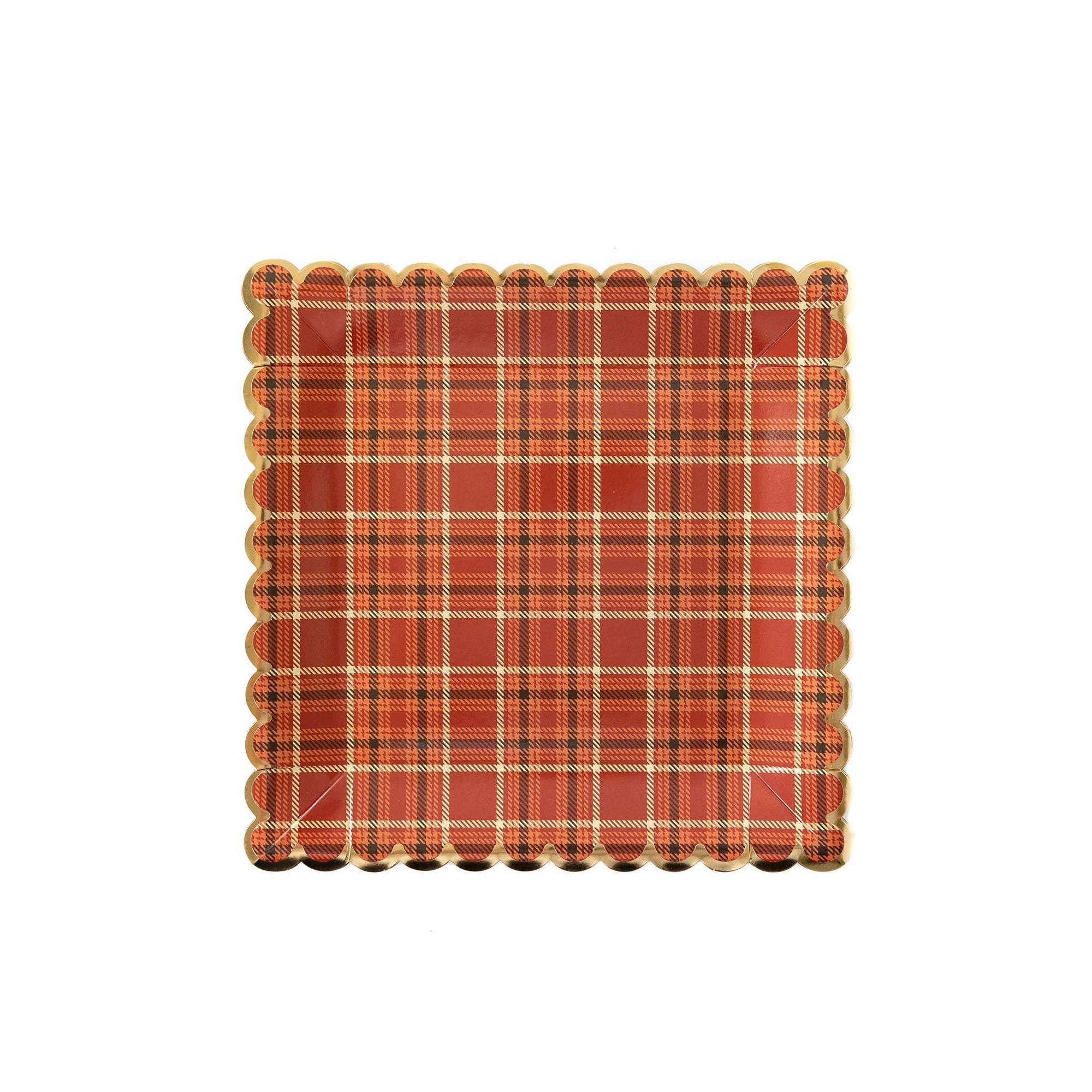 Harvest Thanksgiving Plaid Scalloped Plate
