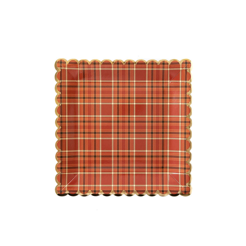 Harvest Thanksgiving Plaid Scalloped Plate