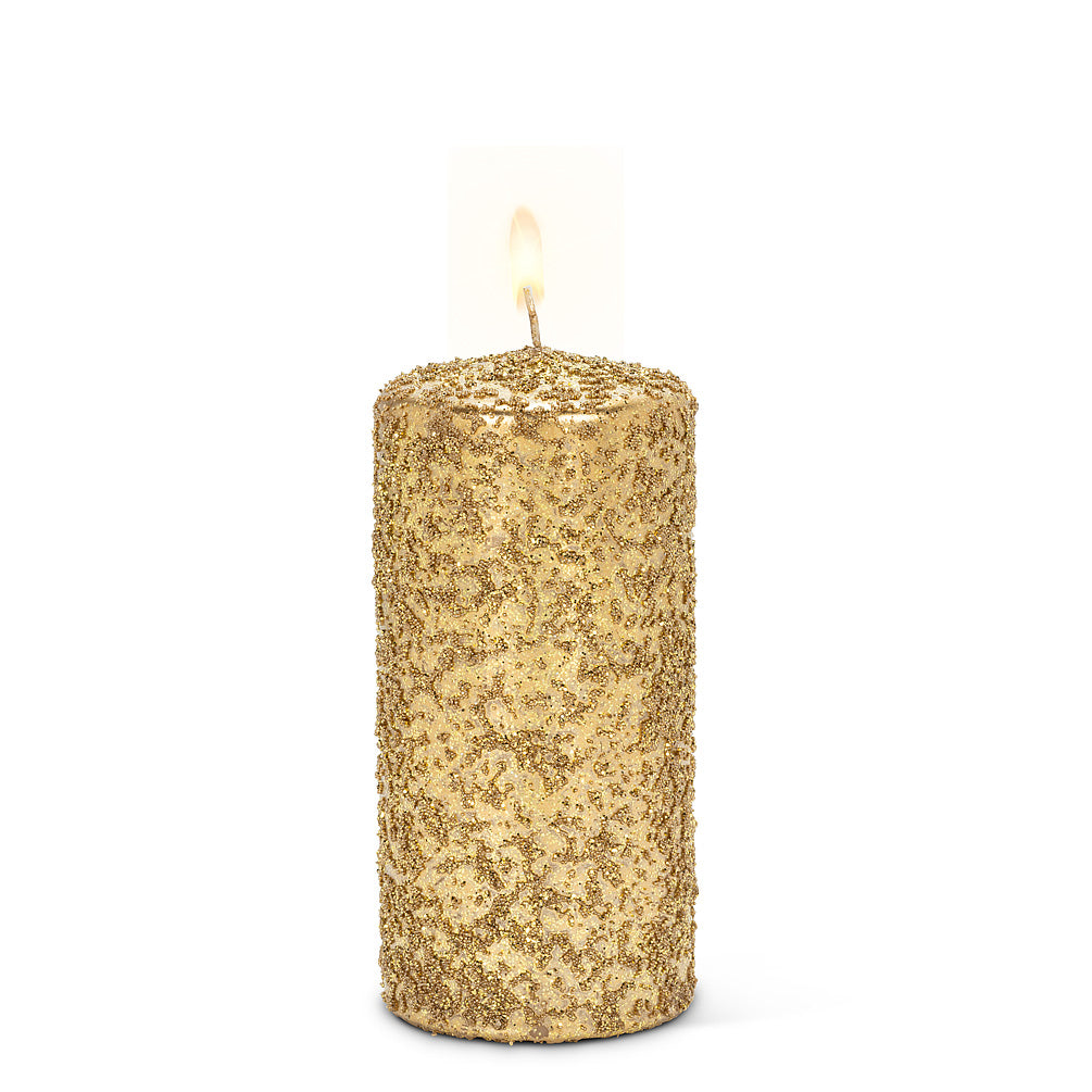 Gold Icy Candle - Medium | Putti Christmas Celebrations 