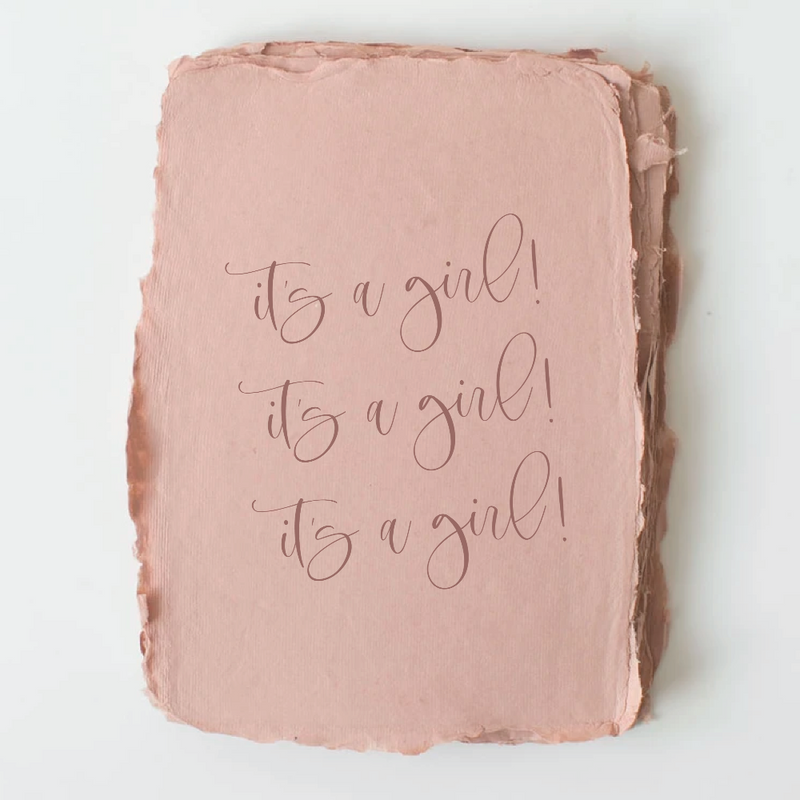 Handmade Paper "It's a Girl!" Baby Greeting Card
