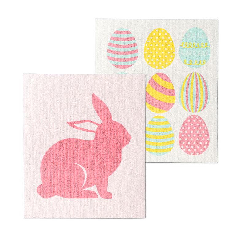 Easter Bunny and Egg Swedish Dish Cloths - Set of 2 | Putti Fine Furnishings
