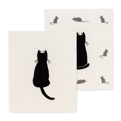 Cat & Mice Swedish Dish Cloth - set of 2  | Putti Fine Furnishings Canada