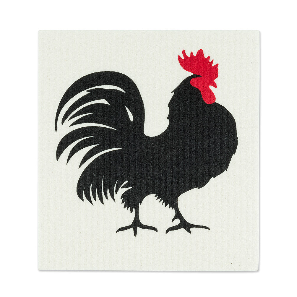 Rooster & Red Stripe Swedish Dish Cloths - Set of 2