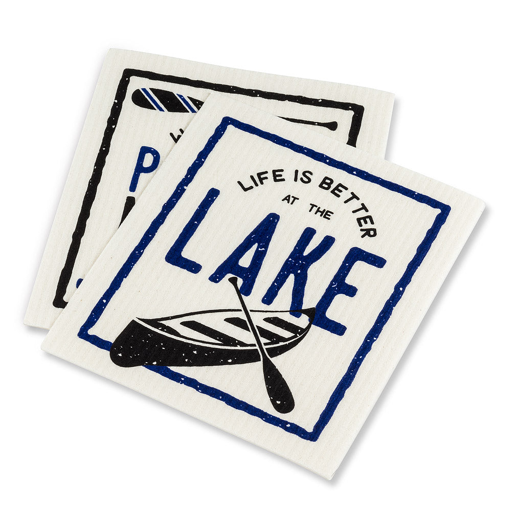 Better at the Lake Swedish Dish Cloths-Set of 2 | Putti Fine Furnishings