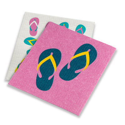 Flip Flops Swedish Dish Cloths - Set of 2 |  Putti Fine Furnishings