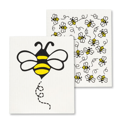 Allover Bees Swedish Dish Cloths-Set of 2  | Putti Fine Furnishings