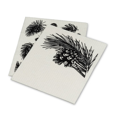 Pinecone & Branch Swedish Dish Cloths-Set of 2  | Putti Christmas Canada
