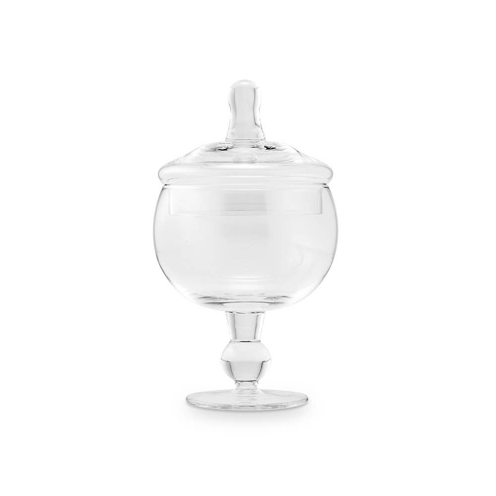 Small Glass Apothecary Candy Jar - Footed Globe Bowl