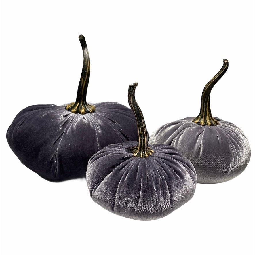 Extra Large Velvet Pumpkin - Grey | Putti Fine Furnishings Canada
