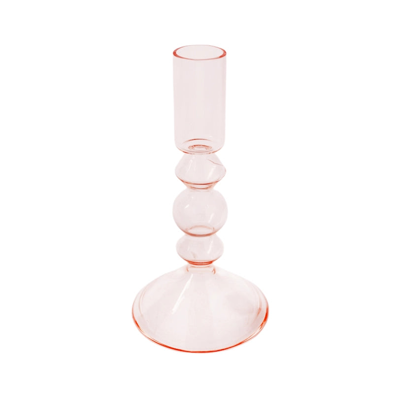 Blush Pink Glass Candleholder - Small | Putti Fine Furnishings Canada