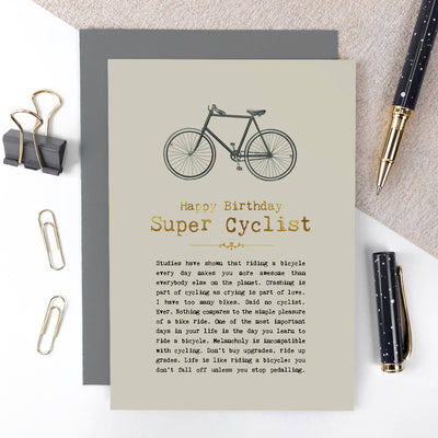 Coulson Macleod Super Cyclist Foiled Birthday Card | Putti Fine Furnishings