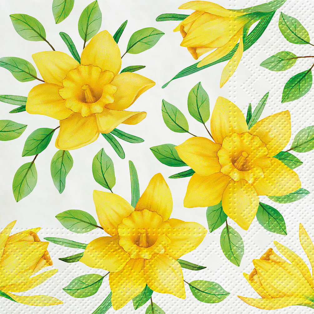 Daffodils in Bloom Paper Napkins Lunch Putti Easter Spring Celebrations Toronto Canada