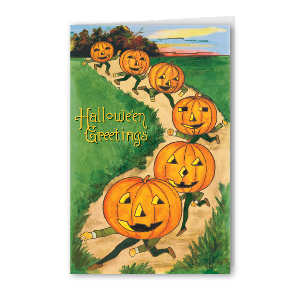 "Jack O'lantern Parade " Greeting Card - Stationary - Old World Christmas - Putti Fine Furnishings Toronto Canada