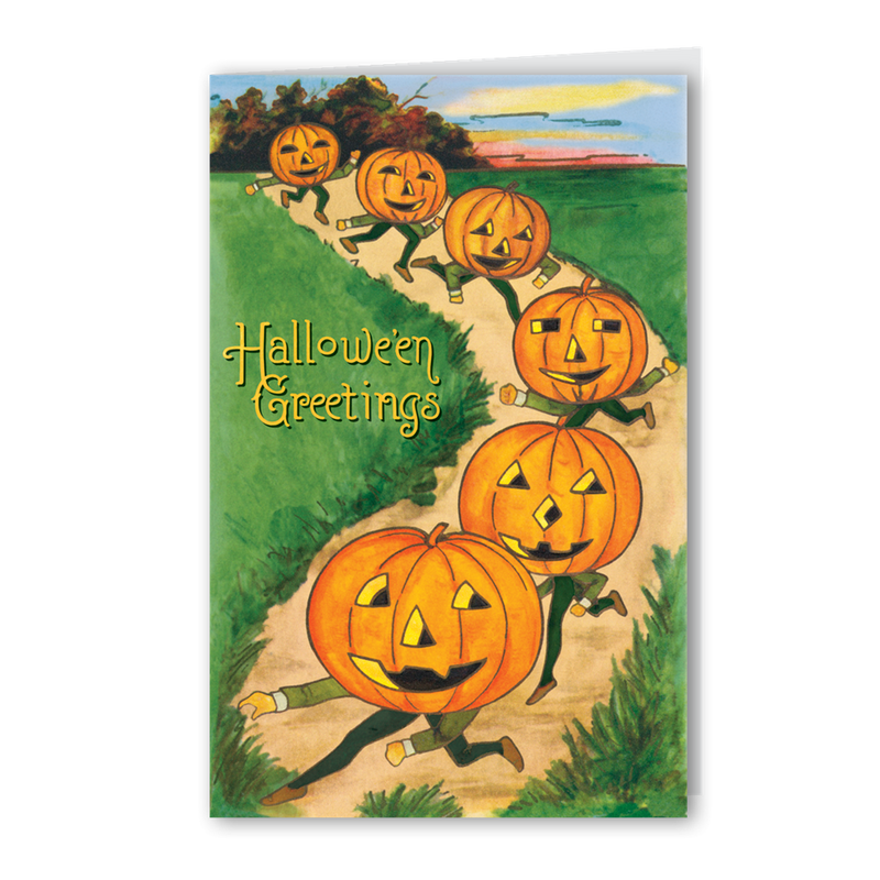 "Jack O'lantern Parade " Greeting Card - Stationary - Old World Christmas - Putti Fine Furnishings Toronto Canada