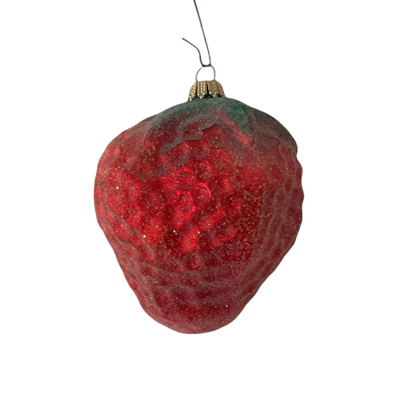 Sugared Strawberry Glass Ornament