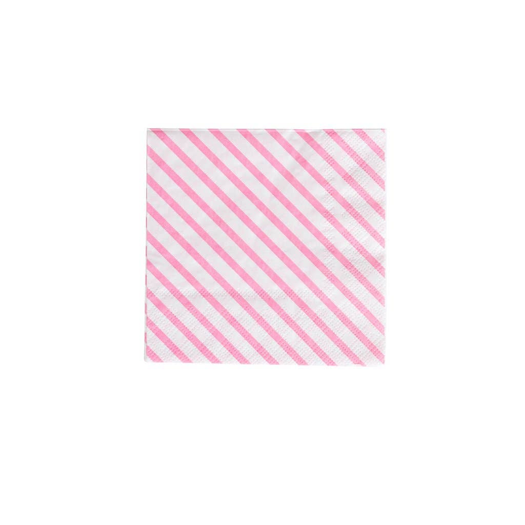 Hot Pink Striped Cocktail Napkins