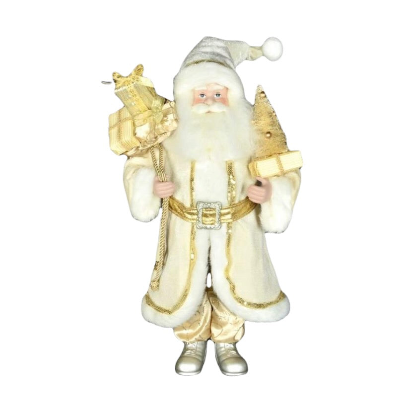 Gold Standing Santa with Tree and Sack of Gifts | Putti Christmas Canada