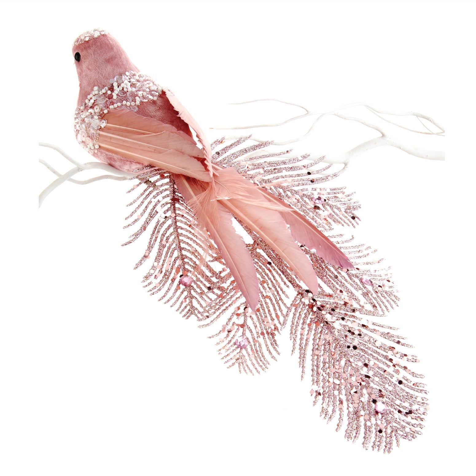Pink Feather Bird with Clip