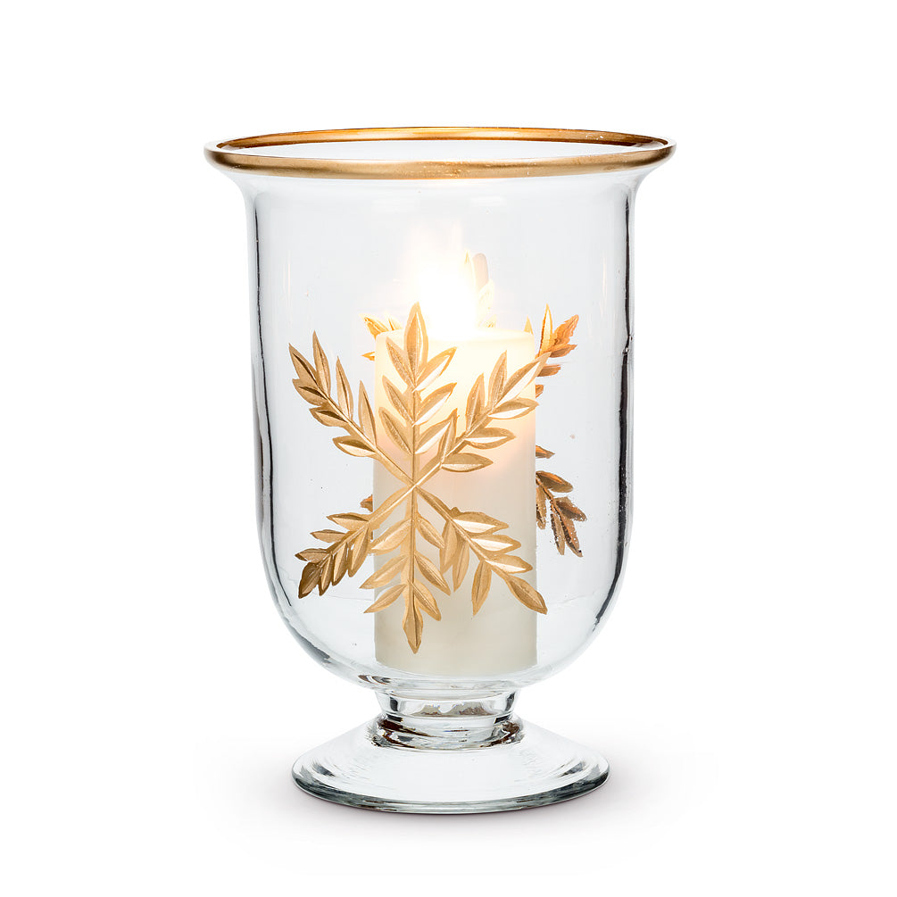 Small Gold Snowflake Hurricane - Putti Fine Furnishings Canada