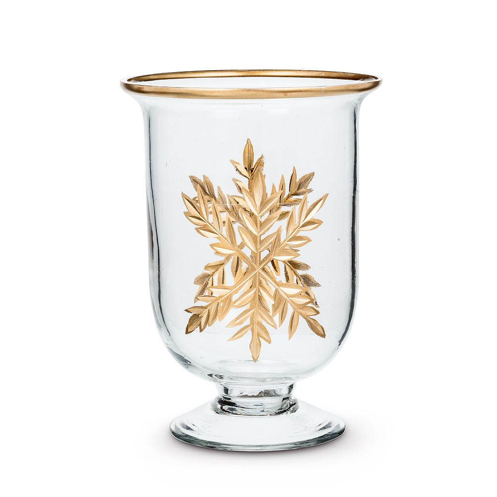 Small Gold Snowflake Hurricane - Putti Fine Furnishings Canada